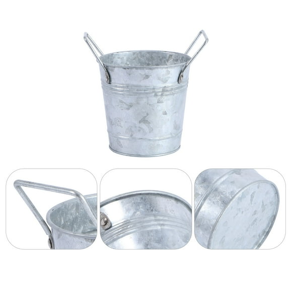 CIMAXIC 1Pack Flower Bucket with Handles Galvanized for Home