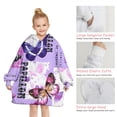 thumbnail image 6 of Purple Butterfly Flower Text Pattern Blanket Hoodies for Kids 6-13YR Oversize Wearable Blanket Hoodies for Boys Girls Teens, 6 of 7