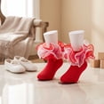 thumbnail image 4 of CHCNHAC 2 Pairs Red Girls Lace Trim Dance Socks, Cotton Ballet Ankle Socks with Ruffles for Toddlers Kids, Princess Performance Socks for Dance Recital Birthday Gift, 4 of 6