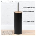 thumbnail image 2 of Black Metal Toilet Brush and Holder Set With Bamboo Lid, 2 of 8