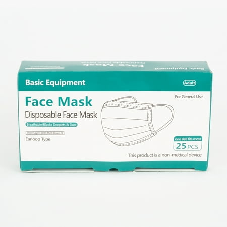 Basic Equipment 3-Ply Disposable Face Masks, 25 ct.