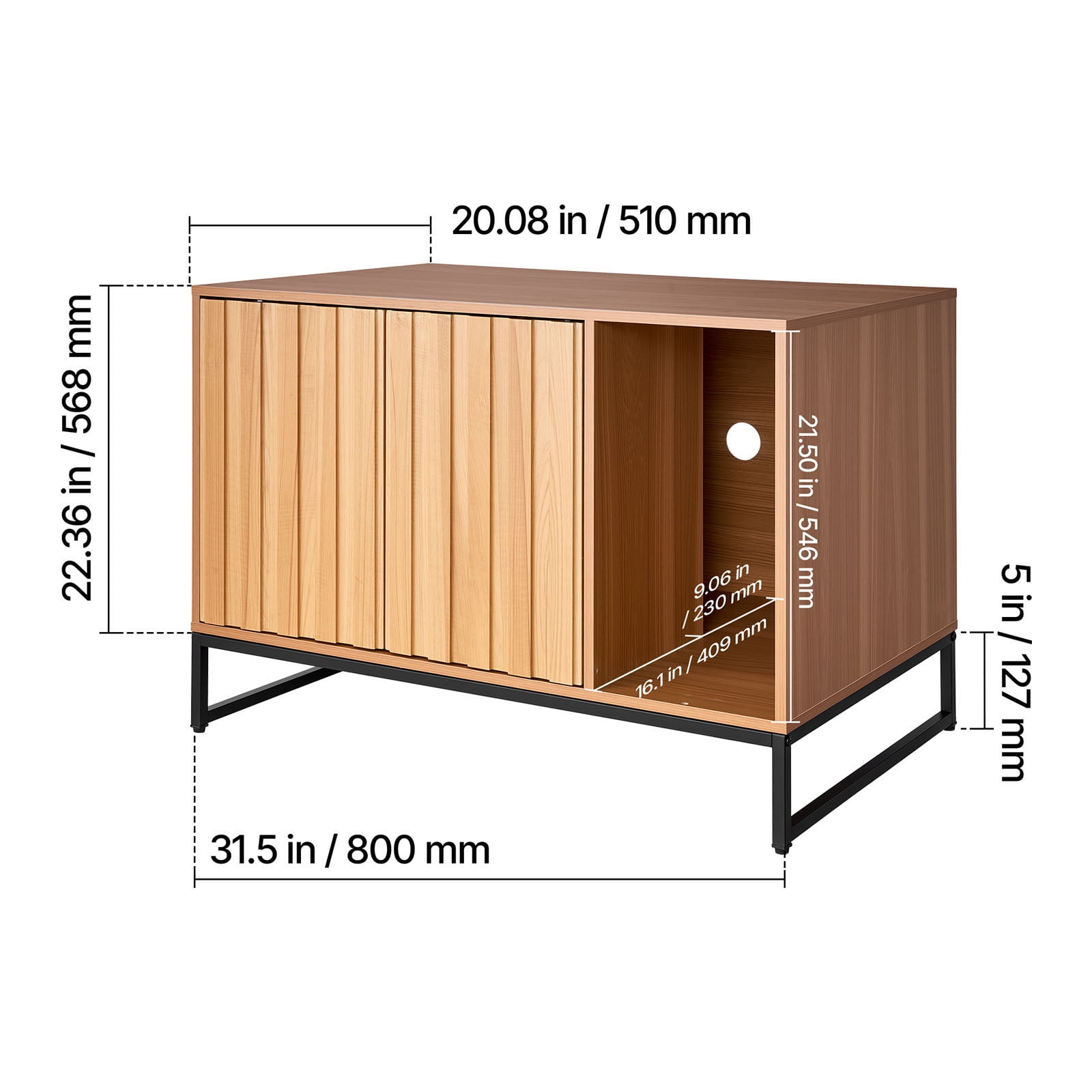 KFFKFF Cat Litter Box Enclosure Cabinet, 31.5 in Hidden Litter Box Furniture with Scratch Pad & Storage, Waterproof Cat Washroom Table for Bedroom or Living Room, Compatible with Most Litter Boxes