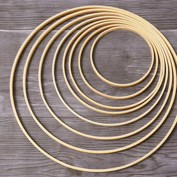 Raindrops Bamboo Hoops for Crafts and DIY Projects 8 Pieces Light Brown Sturdy and Durable Various Sizes