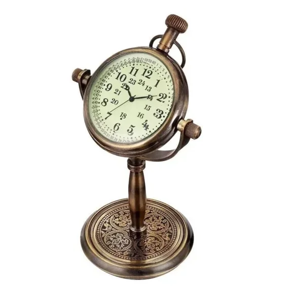 Antique Brass Desk Clock Quartz Vintage Table top Gift