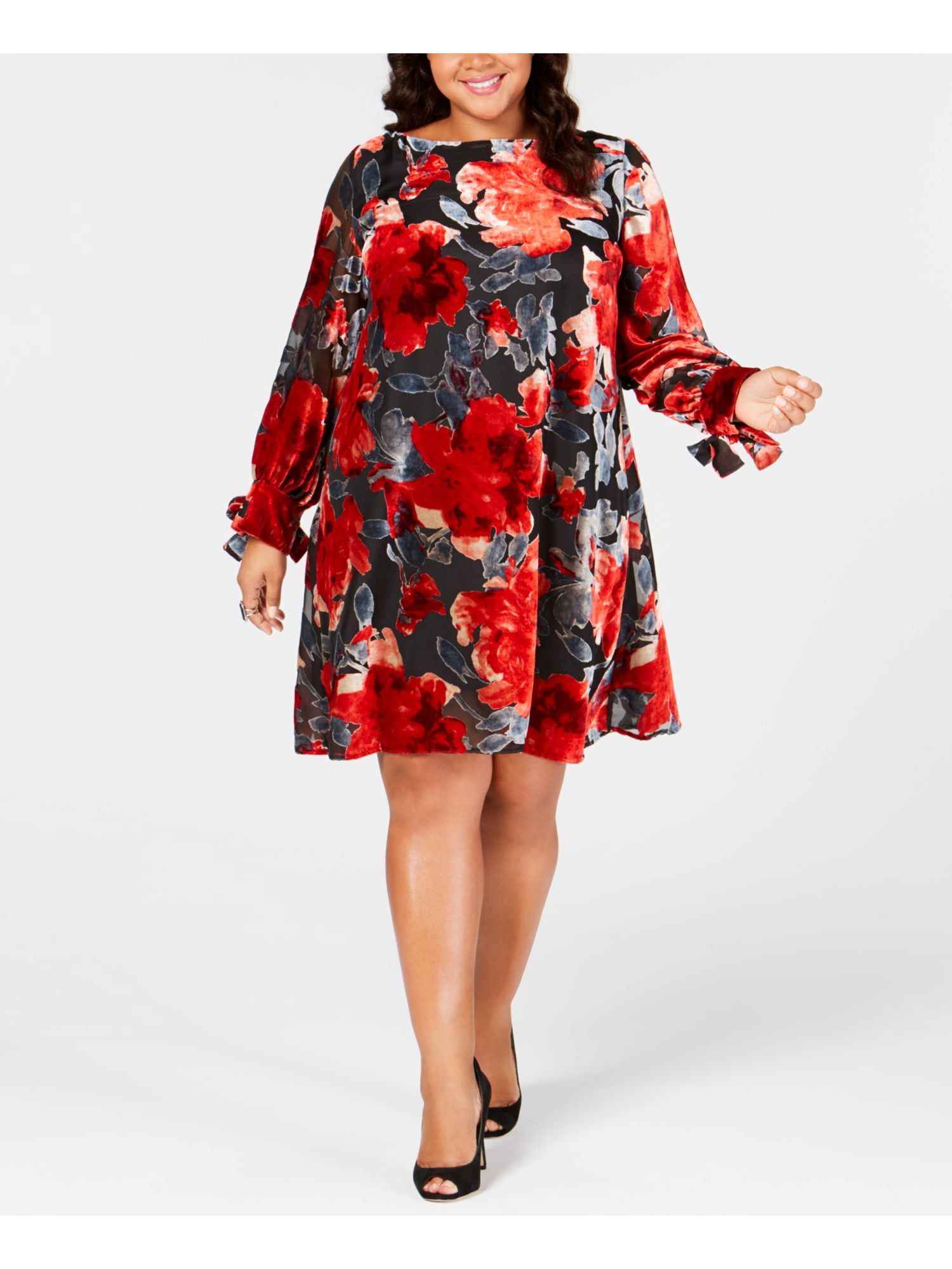TAYLOR $134 Womens Black Floral Velvet 