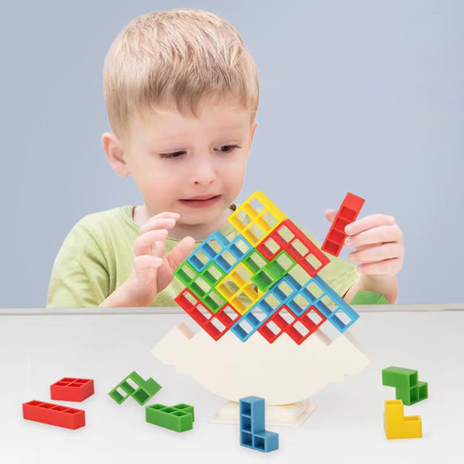WOWNOVA 32PCS Tetra Tower Stacking Building Balance Block Game Toys for  Kids, Adults & Family Game Night, Balancing Blocks Board Games Stacking Fun
