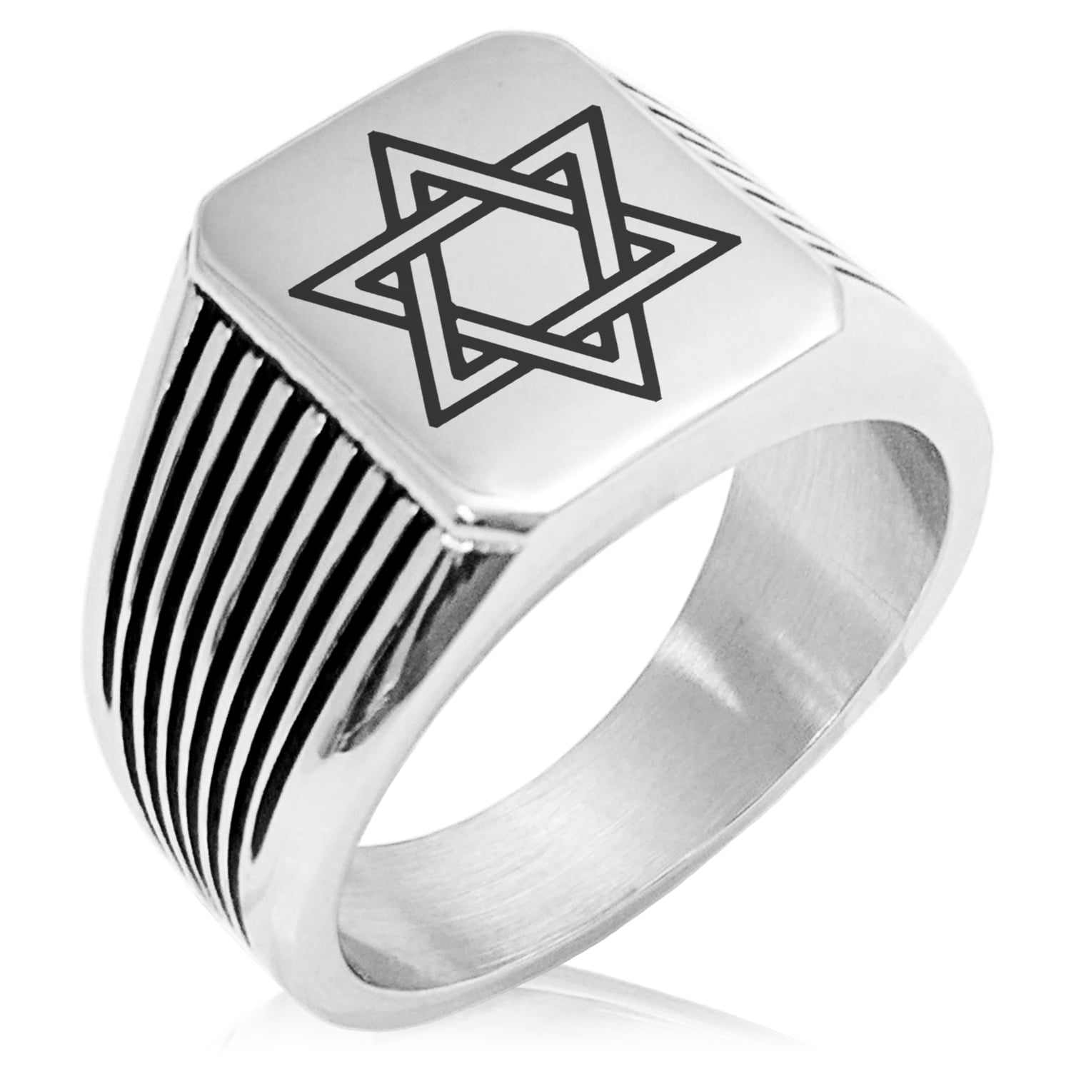 Stainless Steel Interlocking Hexagram Star of David Needle Stripe ...