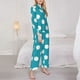 thumbnail image 3 of Balery Sky Blue And White Polka Dot Conjunto de Pijama con Estampado para Mujer, Conjunto de Dos Piezas con Manga Larga, Ropa de Dormir Suave con Bolsillos, Pijamas Cómodos-Large, 3 of 7