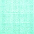 thumbnail image 1 of Ahgly Company Machine Washable Indoor Square Persian Turquoise Blue Traditional Area Rugs, 4' Square, 1 of 4