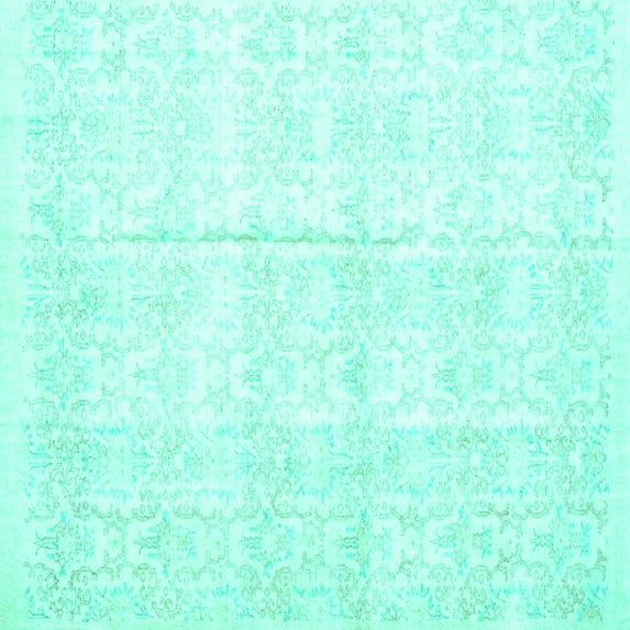 Ahgly Company Machine Washable Indoor Square Persian Turquoise Blue Traditional Area Rugs, 4' Square