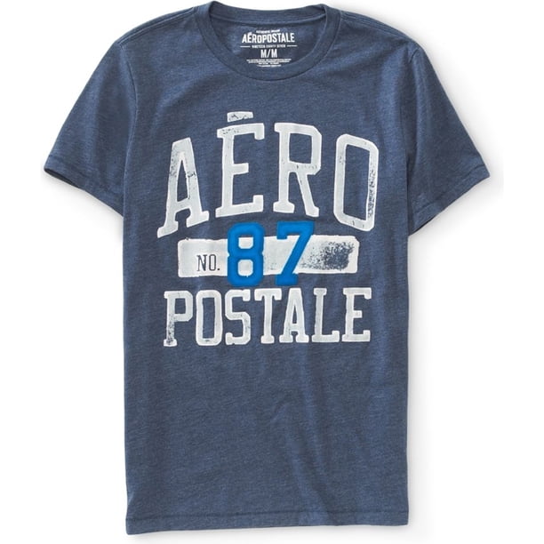 Aeropostale - Camiseta gráfica para hombre Aero No. 87, azul, extragrande Aeropostale Camiseta gráfica