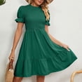 thumbnail image 6 of IROINNID Summer For Women 2023 Leisure Fashion Solid Color Short Puff Sleeve Comfy Dress Clearance, 6 of 8
