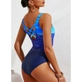 thumbnail image 3 of FARYSAYS Summer Swimsuit Womens One Piece Swimsuits Color Block Print Cross Open Back Bathing Suits Athletic Training Swimwear, S-XXL, 3 of 8