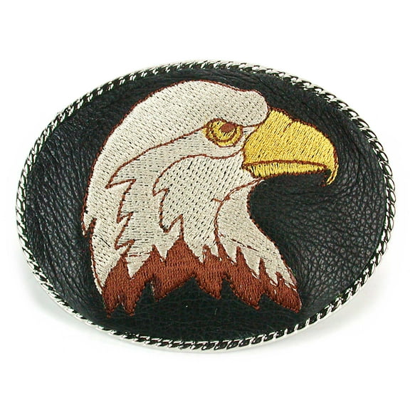 Embroidered Belt Buckle - Brown Eagle Head