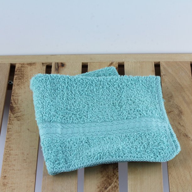 Mainstays Basic Solid Washcloth, Clearly Aqua