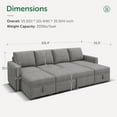thumbnail image 2 of HONBAY 101.4" Convertible U-Shaped Modular Sleeper Sofa with Pull-Out Sofa Bed and Storage for Living Room Sets, Grey, 2 of 7