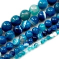 thumbnail image 3 of K-KED Gemstone Natural Blue Agate Bead Blue Stripe Agate Round Bead 15" Delicate Jewelry Making-6 mm, 3 of 6