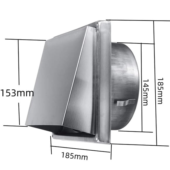 Salida de aire de campana cuadrada de acero inoxidable 304, ventilación de pared, cubierta de ventilación de pared exterior cuadrada, 100 mm 4 pulgadas