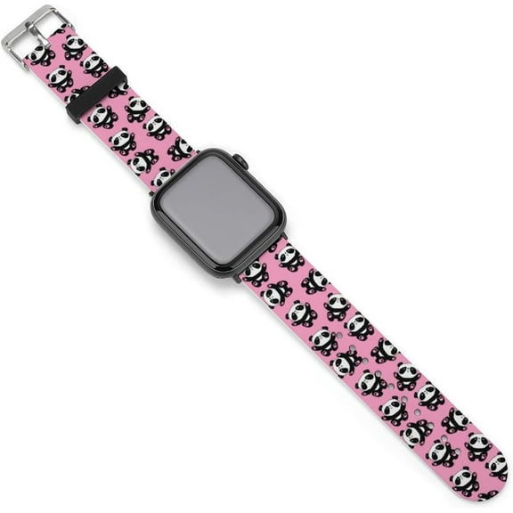 Pink Cute Panda Compatible with Apple Watch Band 38mm 40mm 42mm 44mm Women Men, Soft Silicone Sport IWatch Bands Replacement Strap Compatible for IWatch Series 7 6 5 4 3 2 1 SE