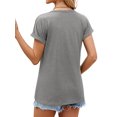 thumbnail image 5 of Nlife Women Square Neck Button-Up Rolled Short Sleeve Henley T-Shirt, 5 of 7