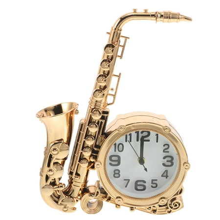 Hemobllo Vintage Golden Saxophone Alarm Clock European Style Decorative Table Clock for Home