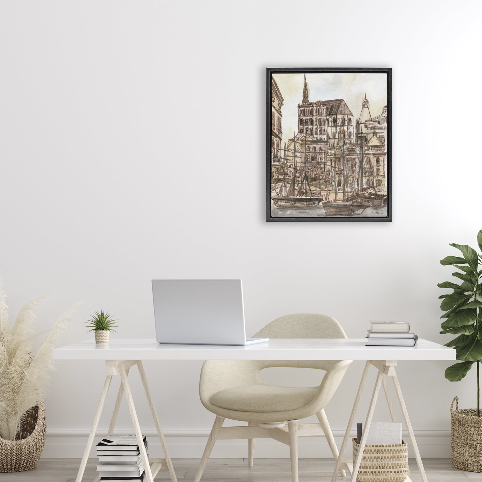 Stupell Industries Harbor of Salted Remnants Black Framed Floater Canvas Wall Art, design by Melissa Wang