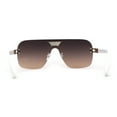 thumbnail image 4 of Urbane Slick Rimless Flat Top Racer Shield Baller Sunglasses Gold White Brown, 4 of 4