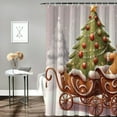 thumbnail image 2 of Fenyluxe Christmas Tree Gingerbread Man Sleigh Print Shower Curtain 100% Polyester Bathroom Set with Hooks 36x72, 2 of 7