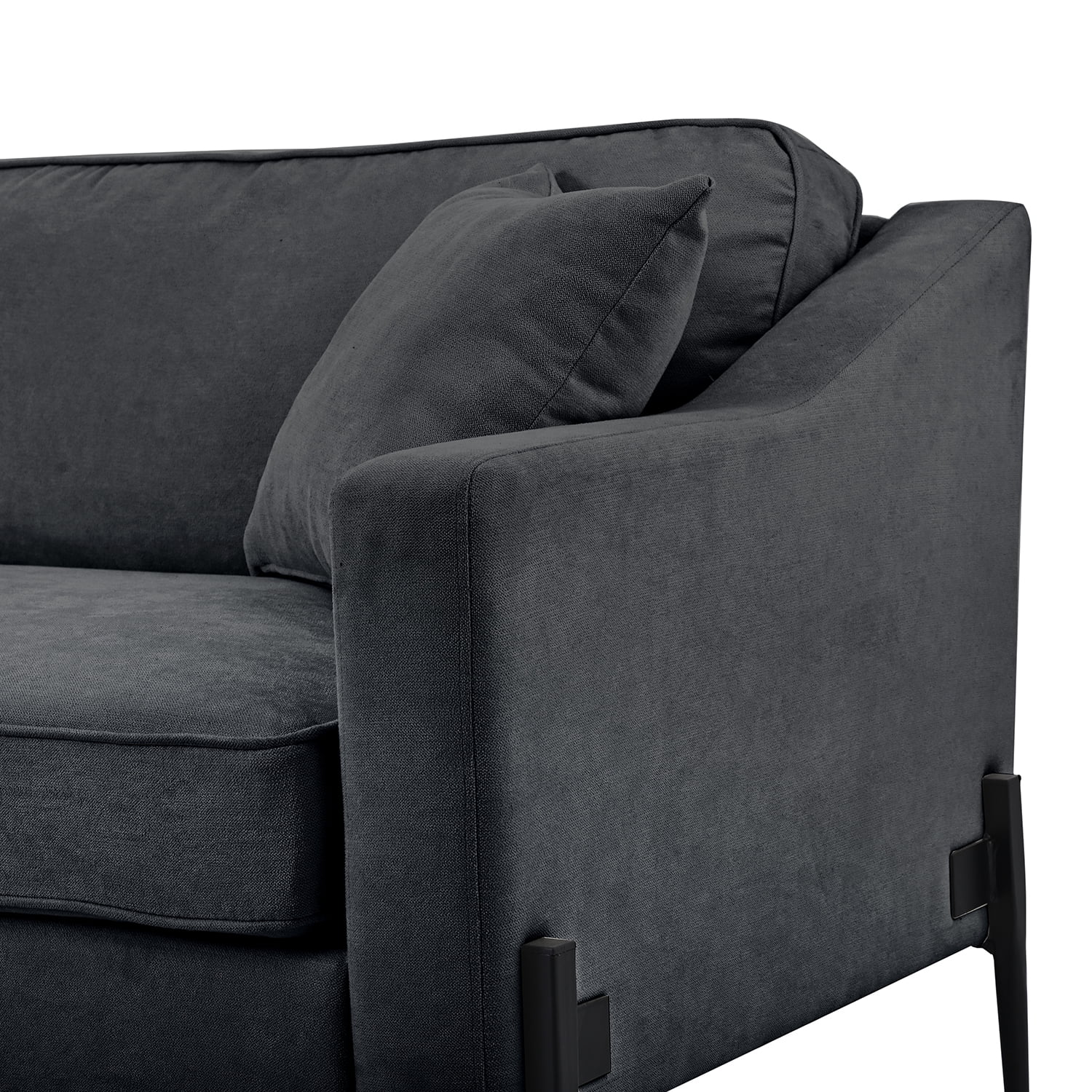 Kadyn Upholstered Modern Loveseat, 81" Sofa Couch with Metal Legs, Durable with 2 Pillows, 2-3 People Seat Capacity, Dark Gray