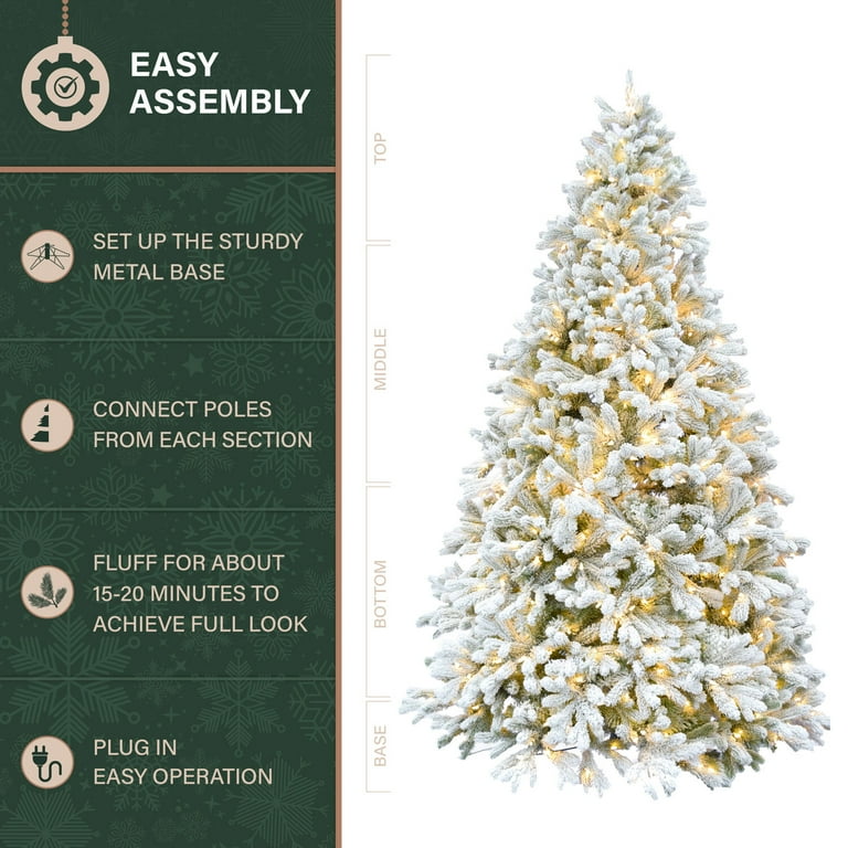 Fraser Hill Farm 6.5-Ft. Flocked Half Christmas Tree with Warm