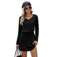 thumbnail image 4 of Qaspx Fall Dresses for Women V Neck Long Sleeve T Shirts Dress Casual A-line Sundresses, 4 of 5