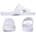 thumbnail image 2 of Comwarm Shower Shoes for Women Men, Quick Drying Lightweight Non Slip Pool Slides Slippers with Drain Holes, White, 2 of 6