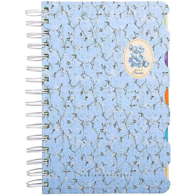 Piao 5 Subject Notebookwide Ruled Spiral Notebooksa5 Travelers Notebook, Colored Dividers With Tabs, Cute Floral Notepad, Hardcover Journal Memo Plann