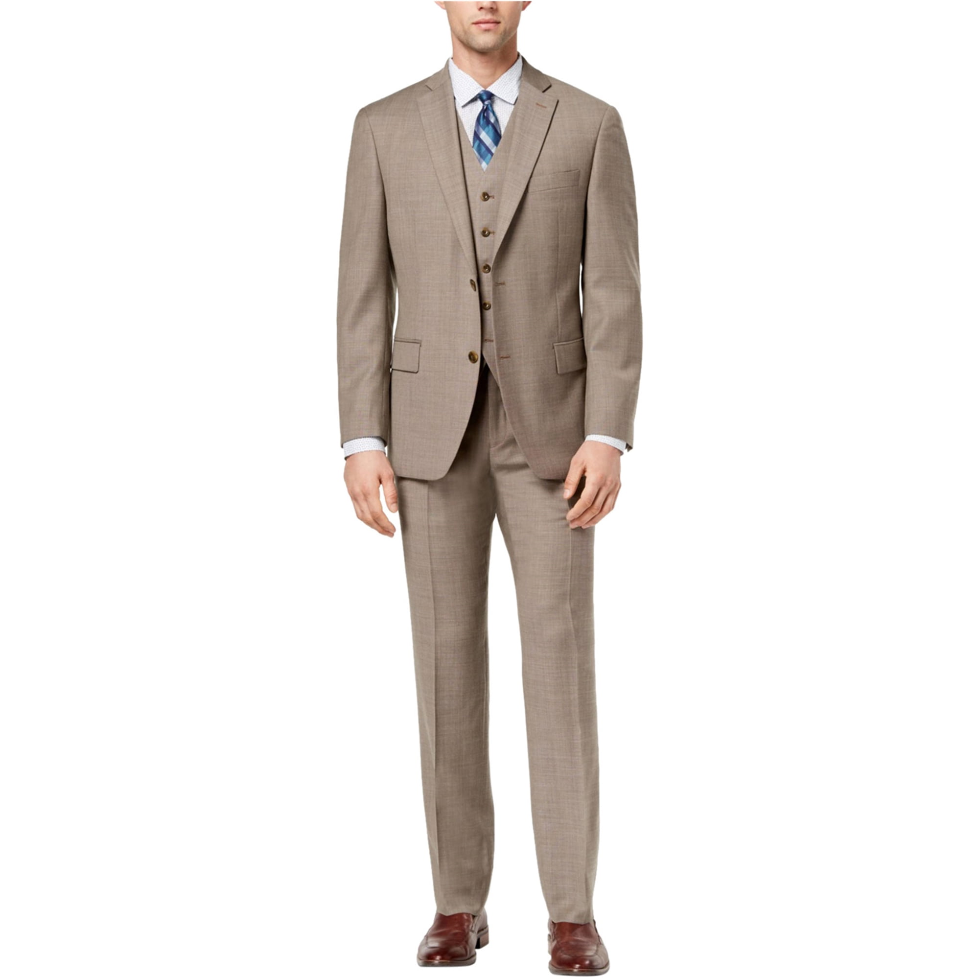 Michael Kors Mens 3 Piece Two Button Formal Suit brown 48/Unfinished Walmart.com