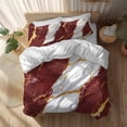 thumbnail image 2 of Red Marble Duvet Cover Set California King Size Gold Foil Modern Abstract Minimalist Art Soft Lightweight Comforter Covers 4 Piece Bedding Set with 1 Duvet Cover 1 Bed Sheet & 2 Pillow Shams, 2 of 8