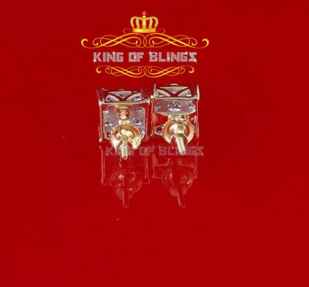 King of Bling's 10K Real Yellow Gold Real Diamond 0.75CT Men's/Women's Stud Square Earring