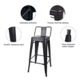 thumbnail image 5 of LEEJAY Indoor 30 Inch Lowback Black Metal Bar Stools Set of 4,12"x12" Seat, 5 of 6