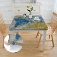 thumbnail image 2 of BANET Rectangle Tablecloth, Abstract Blue Brown Waterproof Wrinkle Resistant Dinning Table Cloth Cover for Outdoor and Indoor white, 2 of 7