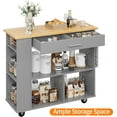 thumbnail image 5 of Sobaniilo Kitchen Island on Wheels with Large Work Countertop, Storage Island & Cart with 3-Tier Spice Rack, 3 Open Shelves and 1 Drawer, Grey, 5 of 7