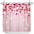 thumbnail image 6 of Hearts Shower Curtain Pink Cherry Flowers Bathroom Curtain Set with Hooks, Happy Valentines Day Water Repellent Polyester Shower Curtain 72W x 72L inch, 6 of 6
