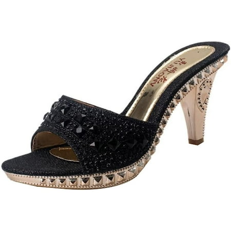 

DabuLiu Women Girls Rhinestone Sandals Ladies High-heel Chic Breathable Non-slip Casual Comfortable Summer Party Shoes