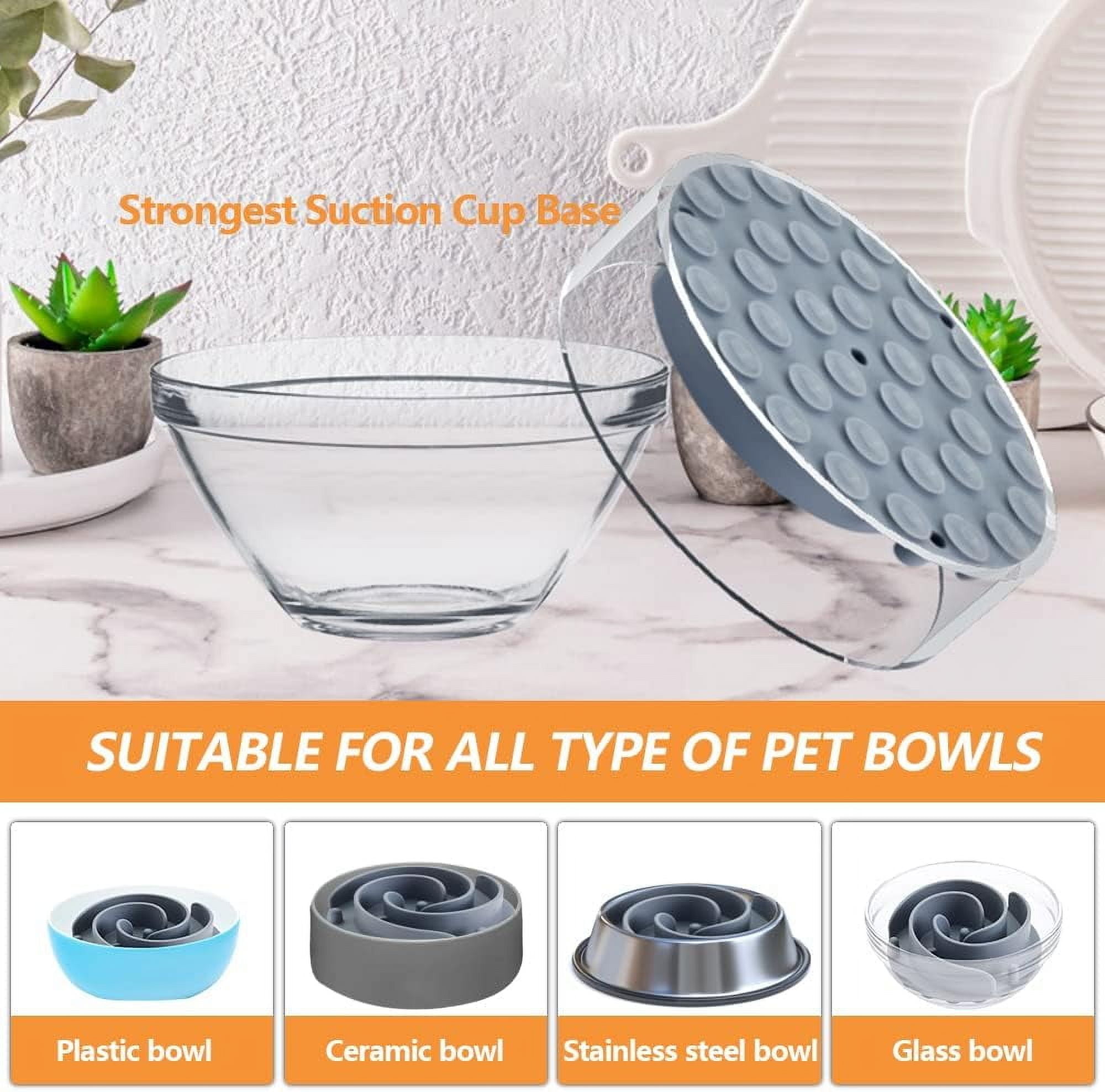Slow Feeder Dog Bowls Insert,  Soft Silicone Slow Eating Dog Food Bowl for Small, Medium and Large Dogs, Compatible with Regular and Elevated Bowls Grey,S