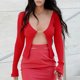 thumbnail image 1 of Femmes col en V profond haut maigre chaîne Cardigan décontracté ouvert devant chemise pull hauts, 1 of 9