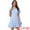 Light Blue, variant on Gingham Print Ruffled Doll Collar Puff Sleeve Mini Dress L Light Blue