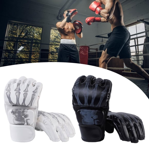 Guantes de MMA Shamjiam Blanco y Negro 24 cm x 13 cm