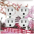 thumbnail image 1 of Metal Light Switch Plate Cover Japanese Pink Sakura Flower House Red FLW128, 1 of 13