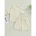 thumbnail image 2 of Lamuusaa Baby Kids Boys Shorts Set, Short Sleeve Button Closure Shirt with Elastic Waist Shorts, 2 of 9