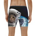 thumbnail image 2 of Men's Boxer Briefs, Cat Astronaut Soft and Breathable Mens Underwear Boxer Briefs With Widen Waist, 2 of 5