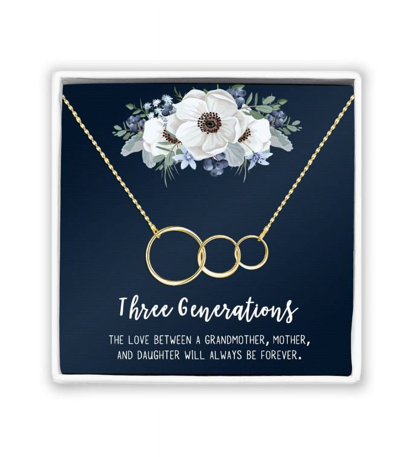 Three Generation Mother's Day Jewelry, Three Generation Necklace and Card Gift, Gift for Mom, Gift for Mother, with Gift Box and Ships Next Day! [Gold Triple Infinity Rings, No-Personalized Card]