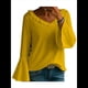 thumbnail image 2 of Blusa de Mujer con Volantes, Mangas 3/4, Cuello en V, Informal, para Negocios, y Verano Amarillo M, 2 of 6